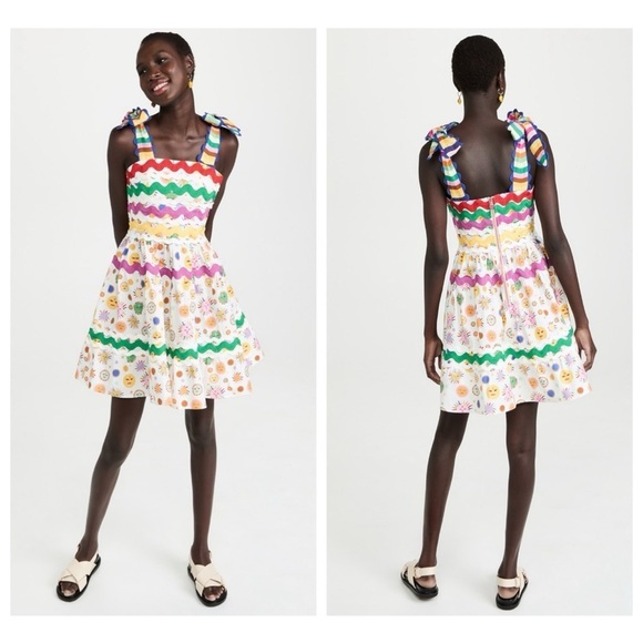 CeliaB Suhail Dress Sun Moon Print Astronomy Kitschy Whimsical Colorful size XS - Picture 4 of 16